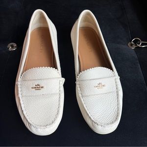 COACH ivory white leather loafers